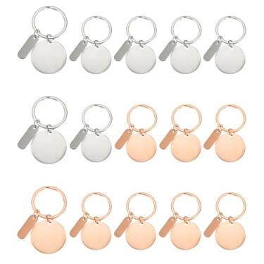 Imagem de PATIKIL Chaveiro em branco com gravação de aço inoxidável, 15 peças de metal graváveis a laser para chaveiros com etiqueta pendurada para chaveiro DIY, artesanato, tom rosa ouro/prata (redondo)