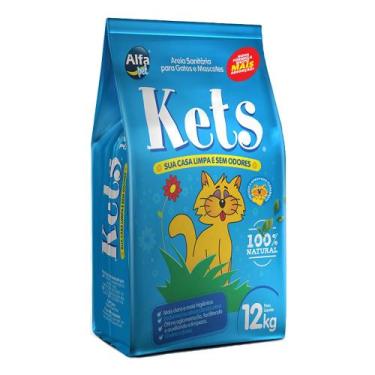 Imagem de Areia higiênica sanitária kets para gatos limpeza absorção 12kg - ALFA
