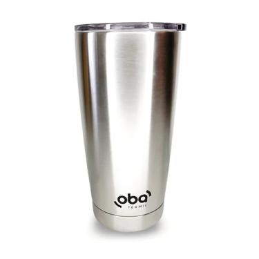 Imagem de Oba Térmic Copo Térmico de Aço Inoxidável, 591ml, Parede Dupla com Isolamento a Vácuo, Prata