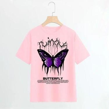 Imagem de Camisa camiseta básica streetwear "Borboleta roxa BUTTERFLY" - loja di