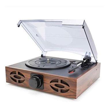 Imagem de Leitores de discos, caixa de música para casa fonógrafo retrô moderno LP vinil toca-discos com alto-falantes, Bluetooth, cartão USB TF