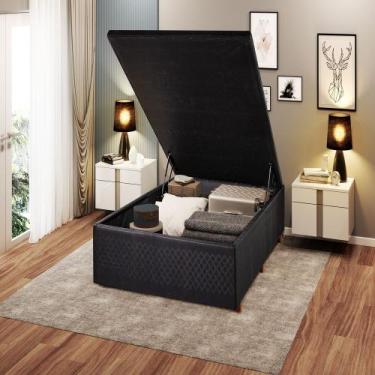Imagem de Base Box Baú Casal 138cm Quadriculado Cristalflex, Preto
