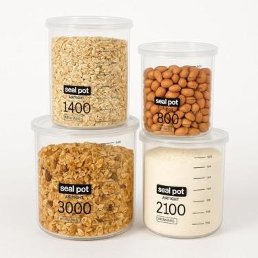 Imagem de Kit Potes Herméticos Plástico Multiuso Conjunto 4 peças Porta Alimento