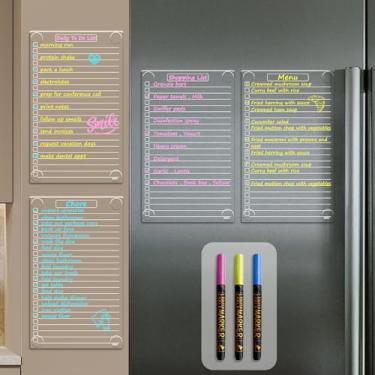 Imagem de JJPRO Quadro de lista apagável a seco não magnético para geladeira, 29 cm x 17,8 cm, transparente, reutilizável, quadro branco, quadro de lista apagável a seco para geladeira, armário, parede e vidro,