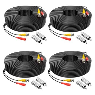 Imagem de ABLEGRID® Pacote com 4 cabos de alimentação de vídeo bnc de 30,5 m para câmera de segurança para sistema de vigilância CCTV DVR (inclui 2 conectores BNC para RCA com cada cabo)
