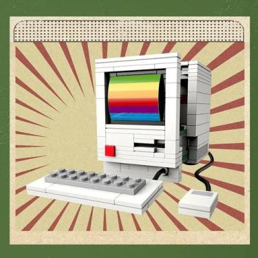 Imagem de Eletrodomésticos retrô, TV colorida, máquina de escrever, ornamento de