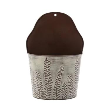 Imagem de Napco Imports Capa de vaso de flores para pendurar em ambientes internos e externos, cesta de 20 cm, samambaia rústica de metal em relevo