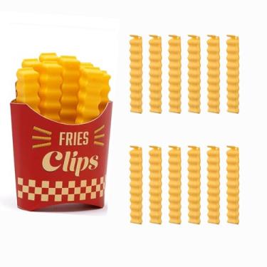 Imagem de 12 peças de clipes de saco em forma de batatas fritas com caixa magnética, selam sacos e embalagens com segurança, mantêm sua comida fresca, acessórios práticos de cozinha