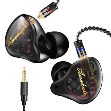 Imagem de DCMEKA IEMs de driver duplo para jogos - monitores intra-auriculares HiFi de 9,2 mm + 6 mm com MMCX destacável, cabo OFC banhado a prata 4N e pontas auriculares com isolamento de ruído (fones de