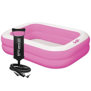 Imagem de Piscina Inflável Retangular Rosa 302 Litros Com Bomba Pvc Vg+