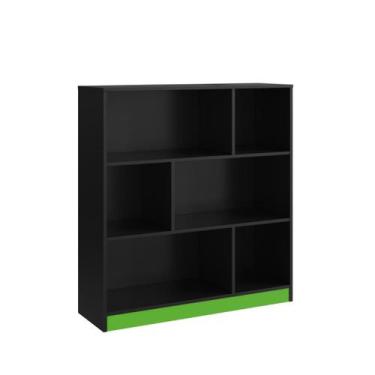 Imagem de Estante Livreiro para Escritório 6 Nichos B25 Emovell, Preto e verde