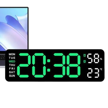 Imagem de Relógios de parede digitais, Relógio de parede digital com tela grande,Relógio de parede eletrônico retangular LED - Decoração multifuncional de cozinha de fonte grande, despertador simples, decoração