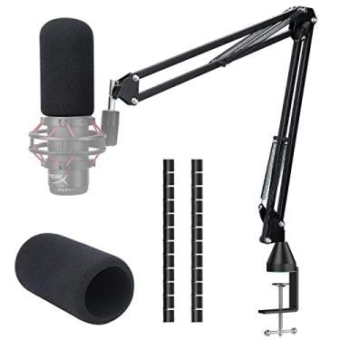 Imagem de WIBOND Para Braço De Lança Hyperx Quadcast - Microfone Atualizado Com Capa Redução Ruídos Vento E Cabo, Suporte Tipo Tesoura Metal, Adaptador 3/8" 5/8"