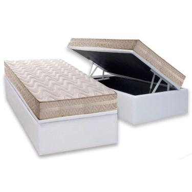 Imagem de Conjunto Box Baú Solteiro: Colchão Molas Paropas D28 / Master AG80 Clean Double Face 17 + Base CRC Courano White (88x188)