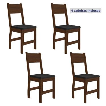 Imagem de Conjunto 4 Cadeiras para Cozinha Milano Amêndoa/Preto