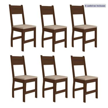 Imagem de Conjunto 6 Cadeiras para Cozinha Milano Amêndoa/Savana