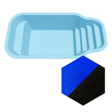 Imagem de Capa Manta Lona Térmica Piscina Splash Igui 7 x 3.5m Farol da Barra 300 Micras Preta E Azul