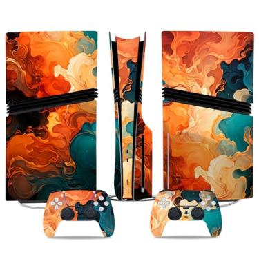 Imagem de Adesivo de película compatível com console de disco PS5 Pro, capa protetora de vinil para controle sem fio (laranja)