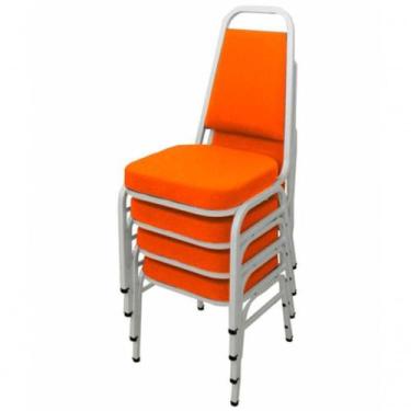 Imagem de Kit Com 4 Cadeiras Empilháveis Linha Hotel Plus Laranja - DESIGN OFFIC