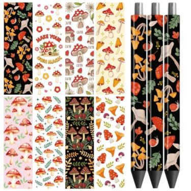 Imagem de Peacoblue Adesivo de transferência UV DTF Cogumelos - 48 peças à prova d'água Impressão HD UV DTF Caneta Adesivos Decalques Adesivos para Caneta Lápis Personalizada DIY Artesanato Decorativo Presentes