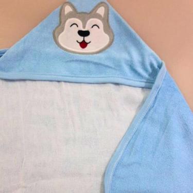 Imagem de Toalha Banho Bebê Com Capuz Forro De Fralda - Hipertextil, Azul