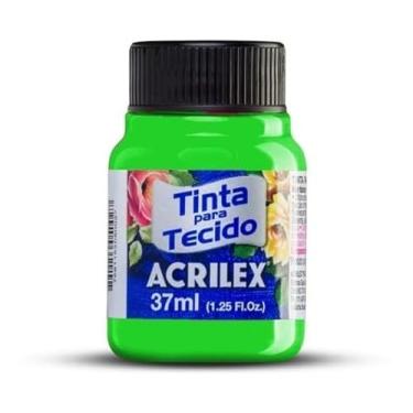 Imagem de Tinta Para Tecido Fluorescente Neon Acrilex 37ml Azul Vermelho Maravilha Verde Ouro Limão Fixação a Frio e Alta Cobertura Recomendado Para Tecidos De Algodão Sem Goma É Ideal Para Customização De Roupas, Decoração E Outras Aplicações Artísticas (Verde 101)