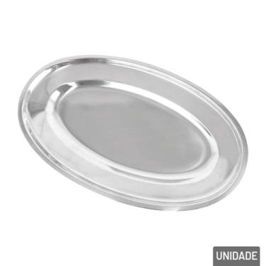 Imagem de Bandeja de Inox 30x19cm Oval Prata - Tudo em Caixa