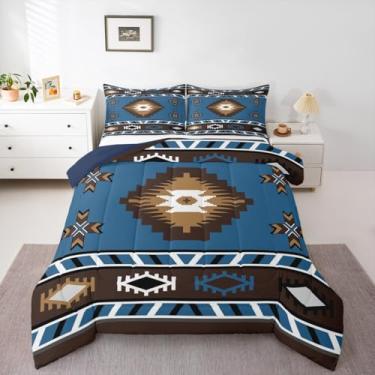 Imagem de Erosebridal Conjunto de edredom ocidental boêmio, exótico, tribal, retrô, étnico, asteca, geométrico, sudoeste, indiano, 3 peças