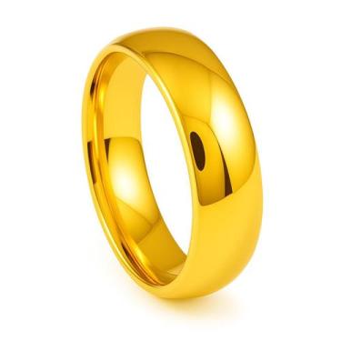 Imagem de Aliança Casamento Banhada Ouro 18k Luxo 8mm Tungstenio Tradicional Ana