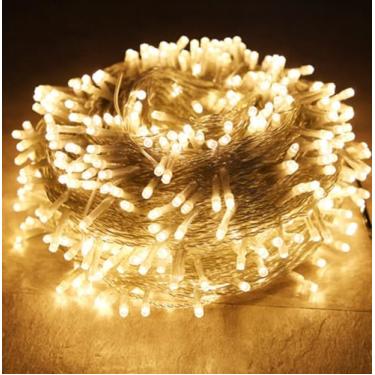 Imagem de Luminária Pisca Cordão 100 Leds 8 Metros Natal Decoração Luzes Piscante Branco Quente (220)