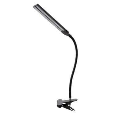 Imagem de Clip On Desk Lamp Cabeça dupla Eye Care Regulável LED Night Light para Estudante Crianças Escritório de Leitura Cabeceira USB Alimentado Brilho ajustável ABS Material 320g (Preto)