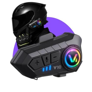 Imagem de Fone Bluetooth Y10 para Capacete de Moto, IPX6 à prova d’água, Bluetooth 5.3, Microfone HQ c/Redução de Ruído, Compatível c/iOS/Android