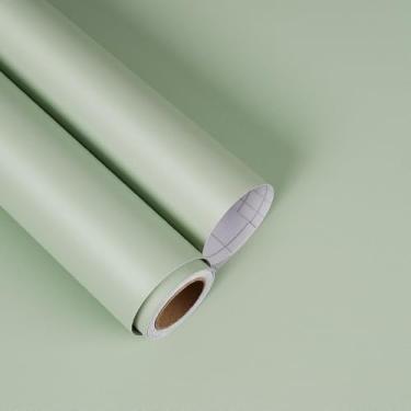 Imagem de YENHOME Papel de parede verde verde sálvia descascar e colar papel de parede autoadesivo removível decoração papel de contato verde para armários paredes de quarto 17,7 x 200 papel de parede fosco