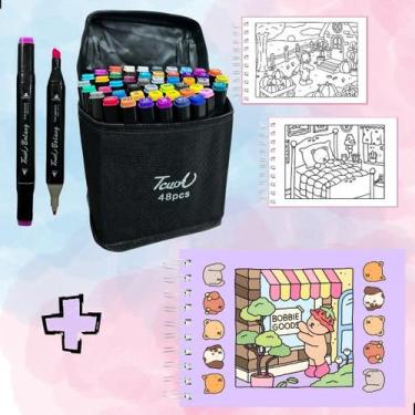 Imagem de Kit Livro Colorir Bobbie Goods 50 Folhas + 48 Canetinhas - Geral, Lilá