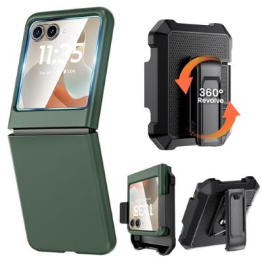 Imagem de Caka Capa para Motorola Moto Razr 2025/2024 com clipe e protetor de tela [NÃO para Plus ou Ultra], capa de telefone fina e fina e coldre de cinto acessórios para Razr 50 e 60 - Verde