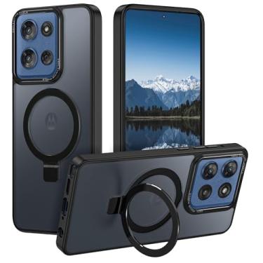 Imagem de Casehas Capa para Moto G Stylus 5G 2025, com suporte magnético invisível [proteção militar contra quedas] [compatível com MagSafe] à prova de choque, fina, translúcida, antiderrapante, preta