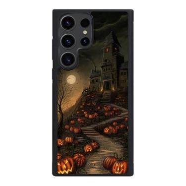 Imagem de VUTTOO Capa para Samsung Galaxy S23 Ultra - Capa de telefone padrão de casa assombrada de Halloween - Capa de telefone com proteção de absorção de choque TPU