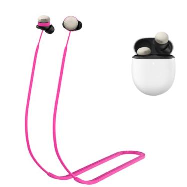 Imagem de PUCGUE Alça antiperda para Google Pixel Buds Pro 2 (2024), acessórios esportivos de silicone macio compatíveis com Pixel Buds Pro 2, cordão antiderrapante para pescoço (rosa vermelha)
