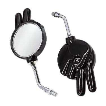 Imagem de KACEPAR Espelhos laterais Victory Gesture para motocicletas, espelhos retrovisores de extremidade de barra, compatíveis com várias motocicletas usando parafusos retrovisores laterais padrão de 10 mm