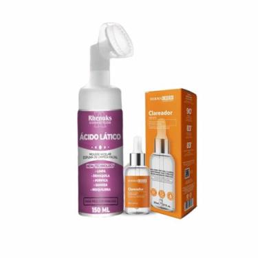 Imagem de Mousse Micelar Limpeza Facial Ácido Lático 150ml, Sérum Clareador 30ml