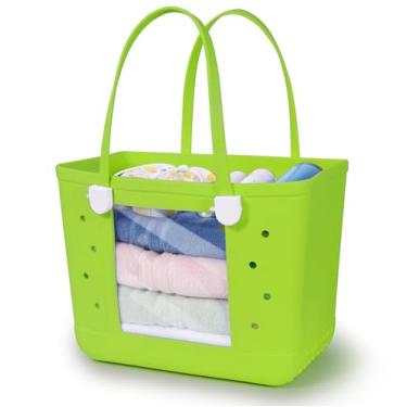 Imagem de Addoklm Bolsa de praia de borracha leve GG bolsa transparente para viagem, Verde grama, Lazer