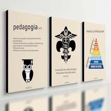 Imagem de Kit 3 Quadro Decorativo Pedagogia Escola Colégio Educação (28x20cm)