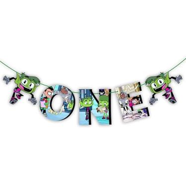 Imagem de Bast Boy ONE Banner Decoration! Featuring vibrant colors and the playful green cartoon hero, this banner brings fun .creating a memorable centerpiece for your little one’s big milestone.
