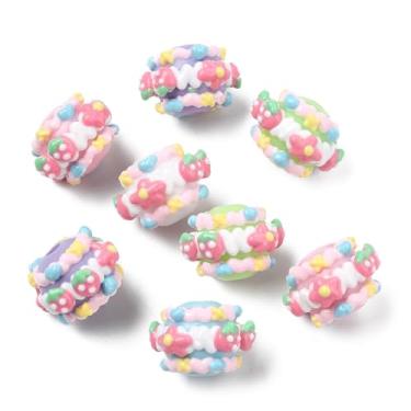 Imagem de UR URLIFEHALL 30 peças, 5 cores, contas acrílicas de flor de morango, desenhadas à mão, opacas, onduladas, contas esmaltadas para pulseira faça você mesmo, colar, brincos, fabricação de joias