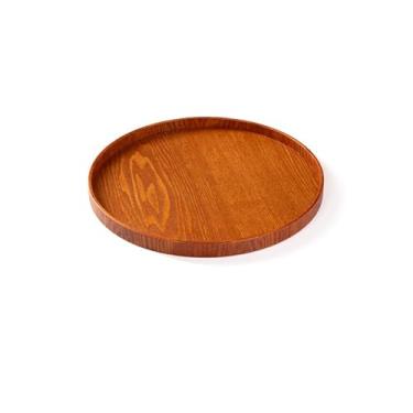 Imagem de Bandeja redonda de madeira para servir – Bandeja de chá de madeira rústica para café da manhã, lanches, café e decoração de casa (marrom, 30 cm)