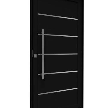 Imagem de Porta de Alumínio Pivotante Lambri 215cm X 10cm Friso e Puxador de 80cm Lucasa Ideale Preto