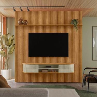Imagem de Estante Home Theater com Bancada Suspensa New Bugatti Ambiente Cumaru 