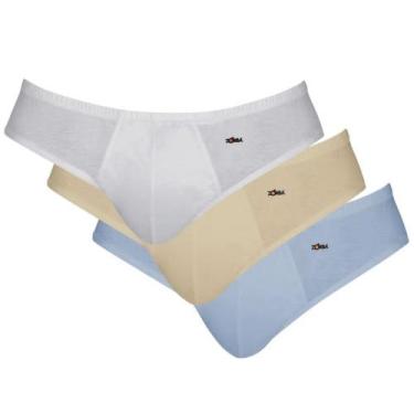 Imagem de Cueca Zorba Slip em Algodão 791 C/3, Branco, Bege, Denin, M