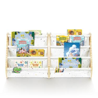 Imagem de Estante infantil, estante infantil de 4 níveis, prateleira Montessori para quarto de bebê, armazenamento de livros de sala de aula infantil, organizador de armazenamento de brinquedos de madeira