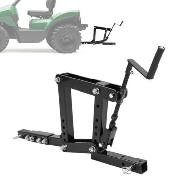 Imagem de Wutist Elevador de engate de 1 ponto, elevação manual, compatível com receptor de 5 cm, ATV UTV, jardim, gramado, trator, altura ajustável, revestido com pó de aço